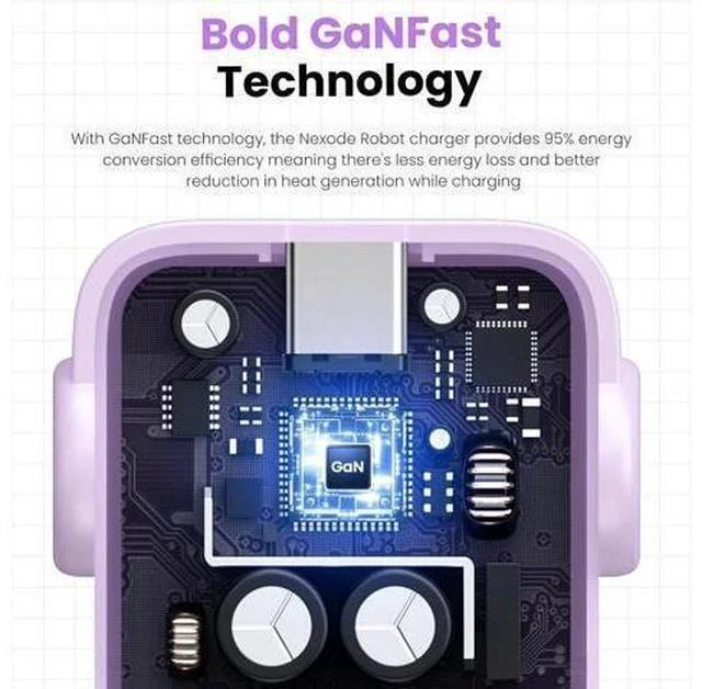 Alt view image 7 of 7 - UGREEN RG 30W USB C Charger, Nexode Robot GaN Fast Charger Block, Compact Wall Charger Power Adapter for iPhone 15 Pro Max/14/13, Galaxy S23 Ultra, Pixel 7 Pro, MacBook Air, iPad Pro (Purple)