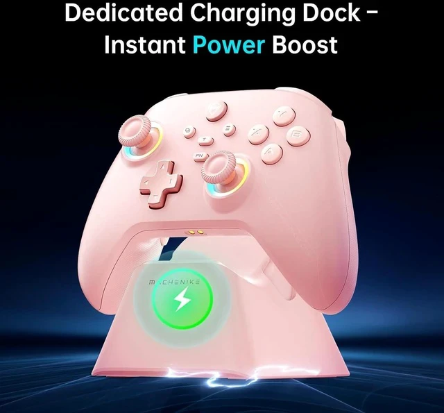 Alt view image 4 of 7 - G3V2 Bluetooth Controller for Pc/Switch/Ios/Android, Hall Effect Joysticks, RGB Lighting Gaming Controller,2 Programmable Buttons,1000mah Battery With Charging Station, Pink