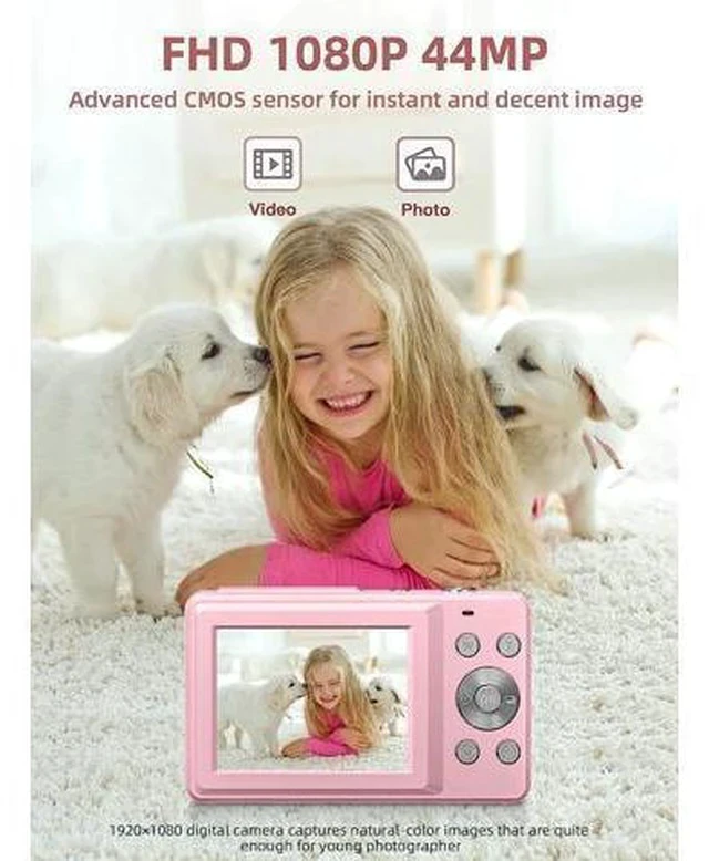 Alt view image 2 of 7 - Digital Camera, FHD 1080P Camera, Digital Point and Shoot Camera with 16X Zoom Anti Shake, Compact Small Camera for Boys Girls Kids