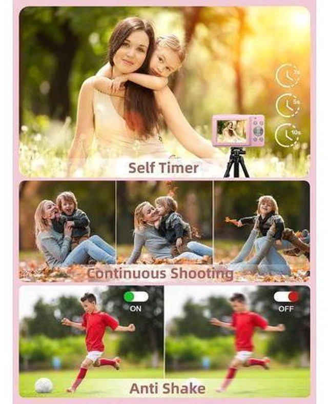 Alt view image 4 of 7 - Digital Camera, FHD 1080P Camera, Digital Point and Shoot Camera with 16X Zoom Anti Shake, Compact Small Camera for Boys Girls Kids