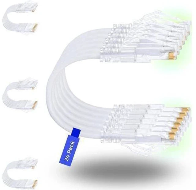 Alt view image 7 of 7 - Patch Cables Cat6/ Cat6a 2ft (24 Pack) Slim, Cat6a Ethernet Patch Cable 10G Support, Snagless Cat 6 Patch Cable for Patch Panel to Switch, Flexiable Cat6 Ethernet Cable White