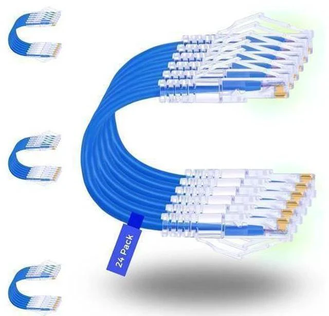 Main image of Patch Cables Cat6/ Cat6a 2ft (24 Pack) Slim, Cat6a Ethernet Patch Cable 10G Support, Snagless Cat 6 Patch Cable for Patch Panel to Switch, Flexiable Cat6 Ethernet Cable Blue