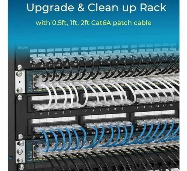 Alt view image 7 of 7 - Patch Cables Cat6/ Cat6a 2ft (24 Pack) Slim, Cat6a Ethernet Patch Cable 10G Support, Snagless Cat 6 Patch Cable for Patch Panel to Switch, Flexiable Cat6 Ethernet Cable Blue