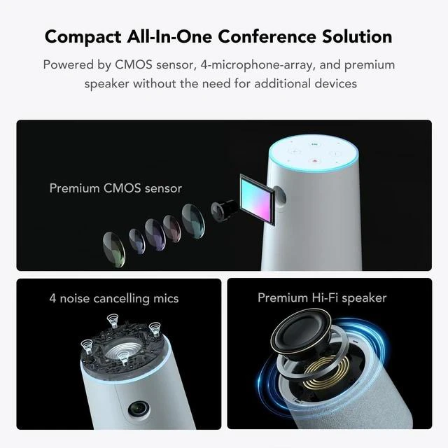Alt view image 2 of 7 - NUROUM C20(2nd Gen) HD Conference Webcam, 1080P Video Conferencing Camera with Microphone and Speaker, All in One Computer Camera for Desktop, 13ft Voice Pickup, AI Noise-Cancellation, USB Plug&Play