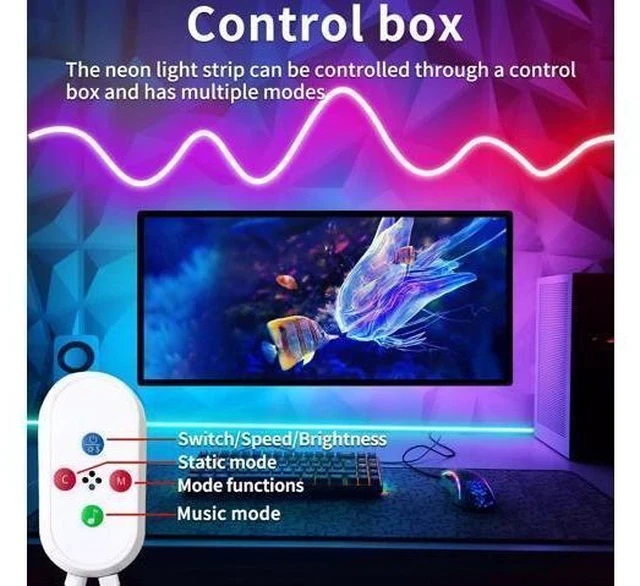 Alt view image 3 of 7 - 50ft LED Neon Strip Light with Remote APP Control IP65 Waterproof Flexible neon LED Rope Lights 24V RGB neon LED Lights for Bedroom Room Outdoors Dcor