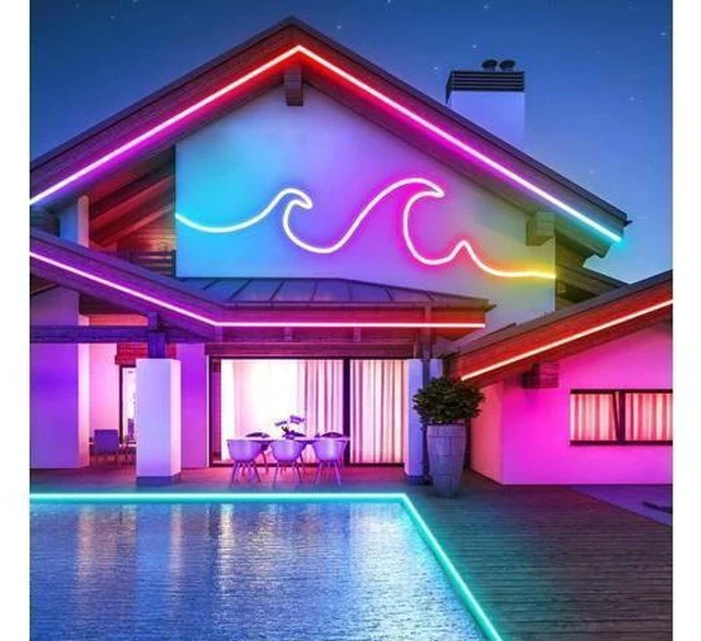 Alt view image 4 of 7 - 50ft LED Neon Strip Light with Remote APP Control IP65 Waterproof Flexible neon LED Rope Lights 24V RGB neon LED Lights for Bedroom Room Outdoors Dcor