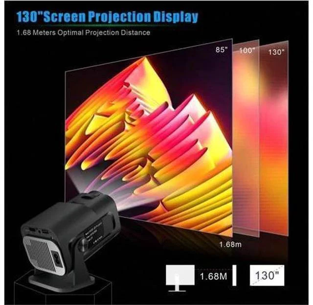 Alt view image 4 of 7 - Projector Screen HY-320 Mini Portable Newly Native 720P H713 Android 11 4K Projector 320 ANSI Wifi6 BT5.0 Cinema Outdoor Rotable Projector