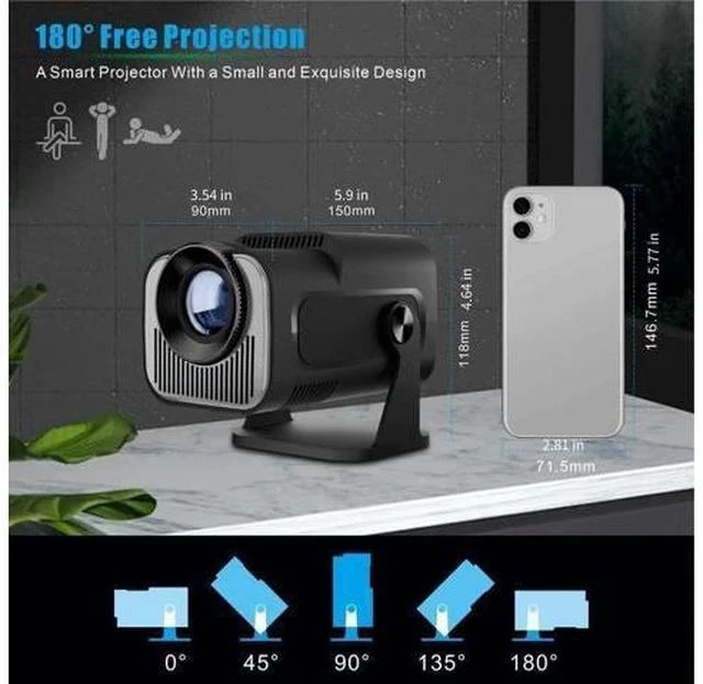 Alt view image 3 of 7 - Projector Screen HY-320 Mini Portable Newly Native 720P H713 Android 11 4K Projector 320 ANSI Wifi6 BT5.0 Cinema Outdoor Rotable Projector