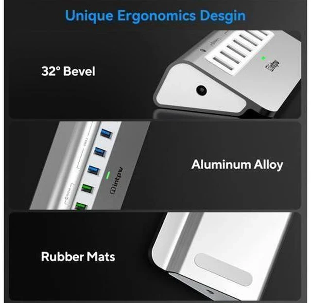 Alt view image 5 of 7 - Powered USB 3.2 Hub 10Gbps,7 Port USB Data Hub USB Splitter with 4 USB 3.2 Gen2 Data Ports,3 Fast Charging Ports,30W Power Adapter,Type A & C Cable, Aluminum Powered USB C Hub for Computer,PC,Laptop