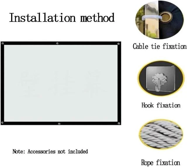 Alt view image 3 of 7 - 120in 200in Projector Screen Outdoor, Foldable Movies Screen Portable HD Projection Screen Wall Mount Hanging Projector Screen(16:9,200inch)