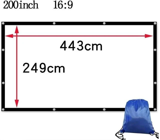 Alt view image 7 of 7 - 120in 200in Projector Screen Outdoor, Foldable Movies Screen Portable HD Projection Screen Wall Mount Hanging Projector Screen(16:9,200inch)