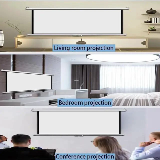 Alt view image 4 of 7 - Retractable Projector Screen Wall Mount Projection Screen HD Movie Screen Portable Projector Curtain, Easy to Roll Up, Easy to Carry(72inch(183cm))