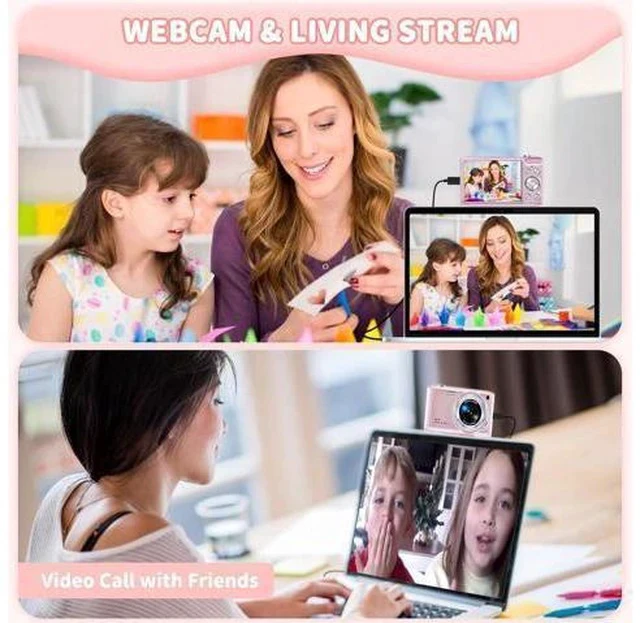 Alt view image 7 of 7 - Digital Camera, FHD 4K Point and Shoot Camera with 2.88' IPS Screen, 48MP Video, 16X Zoom, Macro Mode, Flash - Compact Beginner Camera for Teens, Pink