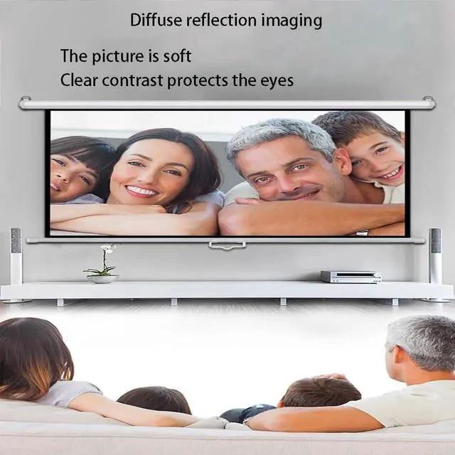 Alt view image 7 of 7 - Retractable Projector Screen Wall Mount Projection Screen HD Movie Screen Portable Projector Curtain, Easy to Roll Up, Easy to Carry(72inch(183cm))