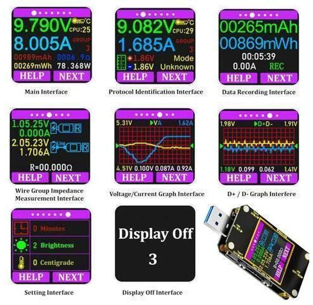 Alt view image 4 of 7 - USB C Power Meter Tester, Voltmeter Ammeter Load Tester, Voltage and Current Monitor With Braided C to C Cable (1.5Ft/50cm) - Test Cable Speed - PD 2.0/3.0 QC 2.0/3.0/4.0
