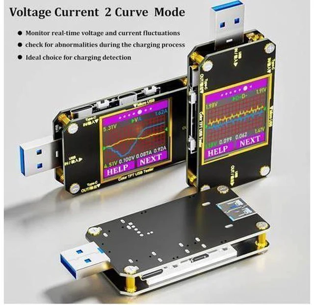 Alt view image 3 of 7 - USB C Power Meter Tester, Voltmeter Ammeter Load Tester, Voltage and Current Monitor With Braided C to C Cable (1.5Ft/50cm) - Test Cable Speed - PD 2.0/3.0 QC 2.0/3.0/4.0