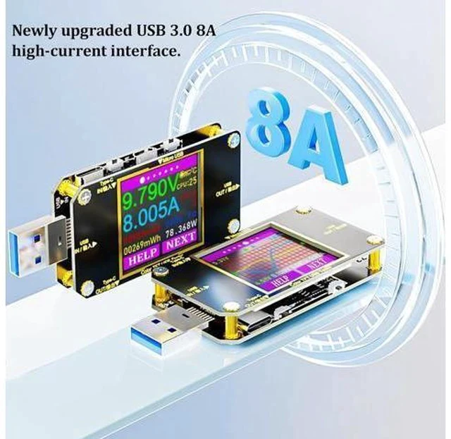 Alt view image 6 of 7 - USB C Power Meter Tester, Voltmeter Ammeter Load Tester, Voltage and Current Monitor With Braided C to C Cable (1.5Ft/50cm) - Test Cable Speed - PD 2.0/3.0 QC 2.0/3.0/4.0