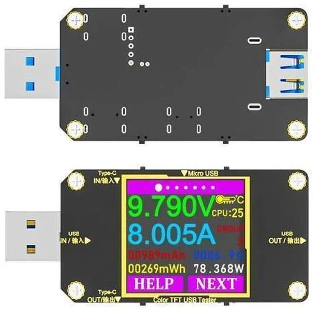 Alt view image 7 of 7 - USB C Power Meter Tester, Voltmeter Ammeter Load Tester, Voltage and Current Monitor With Braided C to C Cable (1.5Ft/50cm) - Test Cable Speed - PD 2.0/3.0 QC 2.0/3.0/4.0