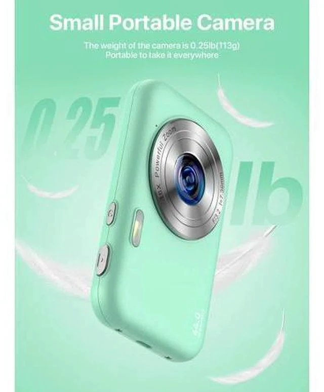Alt view image 5 of 7 - Digital Camera, FHD 1080P Kids Camera with 32GB SD Card 16X Digital Zoom Portable Small Camera, Compact Point and Shoot Camera Mini Digital Camera for Teens Kids Boys Girls Students Seniors - Green