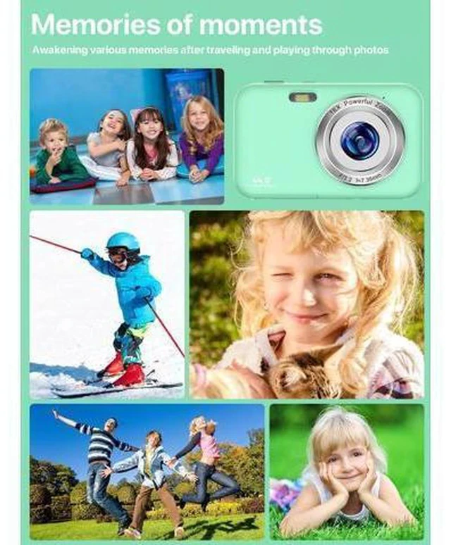 Alt view image 7 of 7 - Digital Camera, FHD 1080P Kids Camera with 32GB SD Card 16X Digital Zoom Portable Small Camera, Compact Point and Shoot Camera Mini Digital Camera for Teens Kids Boys Girls Students Seniors - Green