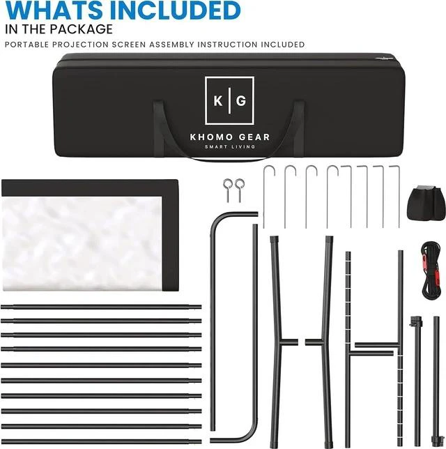 Alt view image 4 of 7 - Adjustable Height Projector Screen - 150 Inch Indoor & Outdoor Projector Screen with Carry Bag for Office and Home Theater Portable Projector Screen