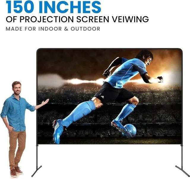 Alt view image 6 of 7 - Adjustable Height Projector Screen - 150 Inch Indoor & Outdoor Projector Screen with Carry Bag for Office and Home Theater Portable Projector Screen