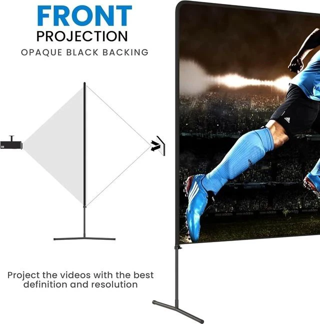 Alt view image 5 of 7 - Adjustable Height Projector Screen - 150 Inch Indoor & Outdoor Projector Screen with Carry Bag for Office and Home Theater Portable Projector Screen