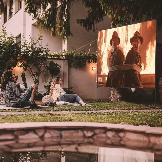 Alt view image 7 of 7 - Adjustable Height Projector Screen - 150 Inch Indoor & Outdoor Projector Screen with Carry Bag for Office and Home Theater Portable Projector Screen