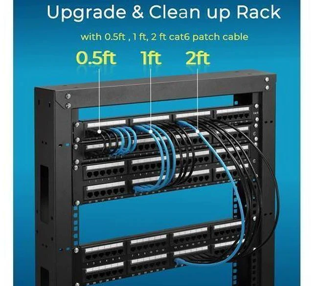 Alt view image 5 of 7 - Patch Cables Cat6 1ft (24 Pack), Ethernet Patch Cable 10G, Cat 6 Patch Cable for Patch Panel to Switch, Flexiable Cat 6 Ethernet Cable with Gold Plated Black
