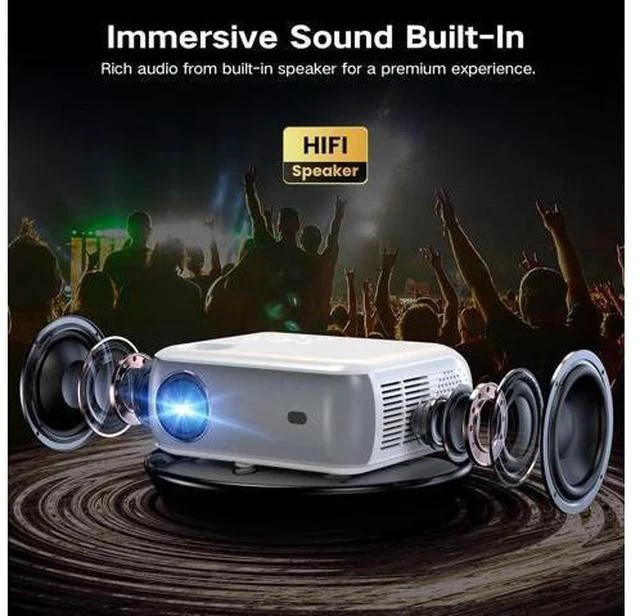 Alt view image 3 of 7 - Mini Projector Bluetooth, Fully Sealed Portable Projector, 75% Zoom & Low Noise, Movie Projector for Phone/Laptop/Stick/HDMI/USB-Gray 400 ANSI