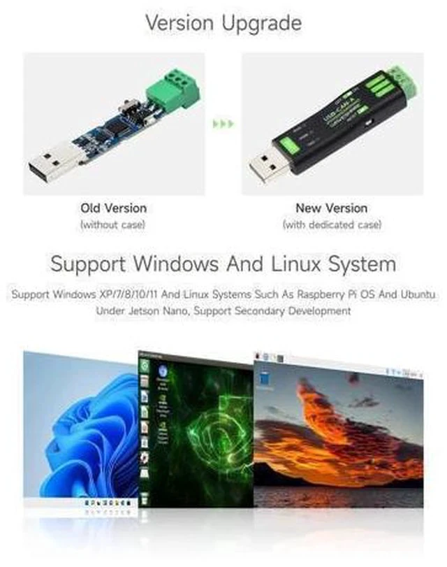 Alt view image 4 of 5 - 2PCS Waveshare USB to CAN Adapter Model A, STM32 Chip Solution, Multiple Working Modes, Multi-System Compatible
