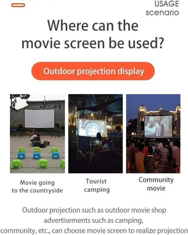 Alt view image 4 of 7 - Projector Screen Screen Foldable 4:3 Scale Portable High-Density Projector Screen Outdoors Home and Office Projection Curtain Smart Home(150 inch)
