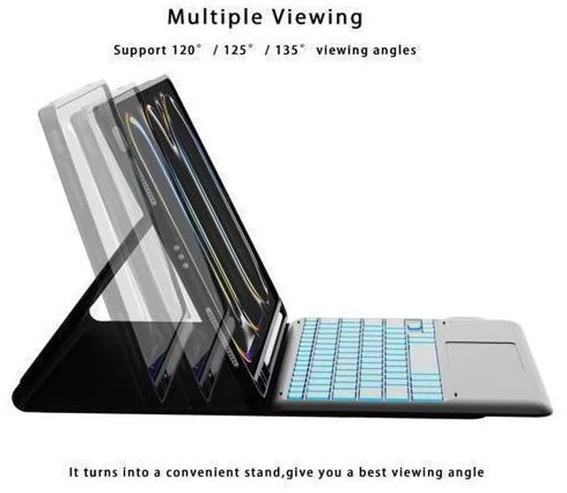 Alt view image 5 of 7 - for 2024 iPad Pro 13-inch (M4) Case with Keyboard - 7 Color Backlit Detachable Tablet Keyboard Cover with Touchpad - 13" iPad Pro (M4, 2024) Magnetic Keyboard Case with Pencil Holder & Kickstand Black