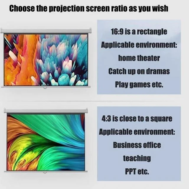 Alt view image 6 of 7 - Projector Screen 60 Inch Portable Folding Projection Screen, 4k HD Home Theater Cinema Movie Screen, 16:9 4:3, Compatible with Projector(16:9,72inch)