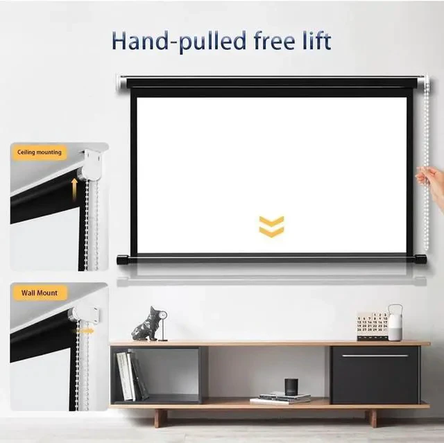 Alt view image 2 of 6 - 16:9 Projection Screen Manual Projector Screen 60 Inch 72 Inch HD Portable Movie Projector Screen for Home Theater Office, Easy Setup(72in16:9)