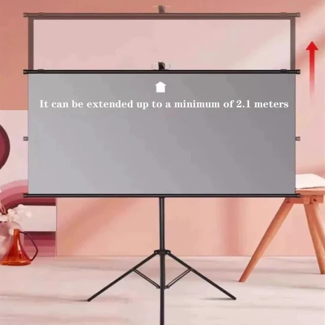 Alt view image 3 of 7 - Projector Screen with Tripod Stand 60 Inch 16:9 4K Projector Screen Portable Anti-Crease Projection Screen for Movie Home Theater Office Classroom