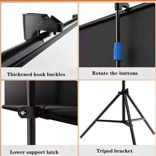 Alt view image 4 of 7 - Projector Screen with Tripod Stand 60 Inch 16:9 4K Projector Screen Portable Anti-Crease Projection Screen for Movie Home Theater Office Classroom