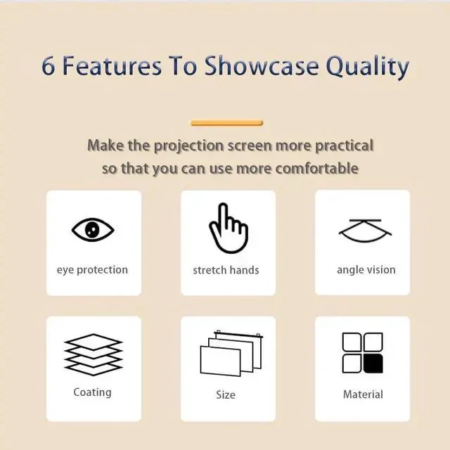 Alt view image 6 of 6 - 16:9 Projection Screen Manual Projector Screen 60 Inch 72 Inch HD Portable Movie Projector Screen for Home Theater Office, Easy Setup(72in16:9)