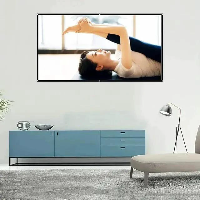 Alt view image 3 of 6 - Projector Screen Screen Portable Projection Screen Anti-Light Projector Curtain Metal Reflective Cloth Fabric with Black Border Smart Home(133 inch)