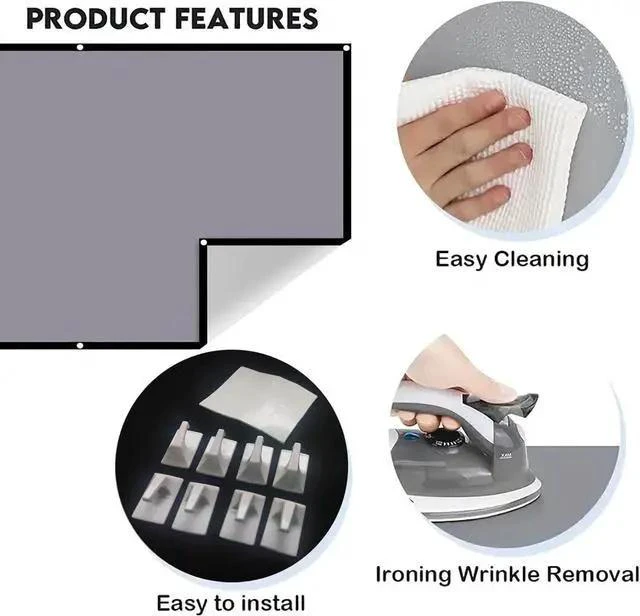 Alt view image 6 of 6 - Projector Screen Screen Portable Projection Screen Anti-Light Projector Curtain Metal Reflective Cloth Fabric with Black Border Smart Home(133 inch)