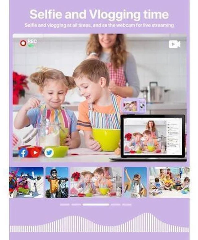 Alt view image 4 of 6 - Digital Camera, FHD 1080P Kids Camera with 32GB SD Card 16X Digital Zoom Portable Small Camera, Compact Point and Shoot Camera Mini Digital Camera for Teens Kids Boys Girls Students Seniors - Purple