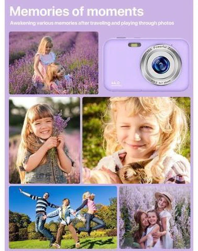 Alt view image 6 of 6 - Digital Camera, FHD 1080P Kids Camera with 32GB SD Card 16X Digital Zoom Portable Small Camera, Compact Point and Shoot Camera Mini Digital Camera for Teens Kids Boys Girls Students Seniors - Purple