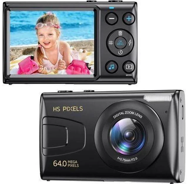 Main image of Digital Camera, 4K Kids Camera for Photography, 64MP MP3 Player Compact Video Camera 18X Digital Zoom Vlogging Camera for YouTube, Auto Focus Point and Shoot Digital Cameras Gift for Students Teens