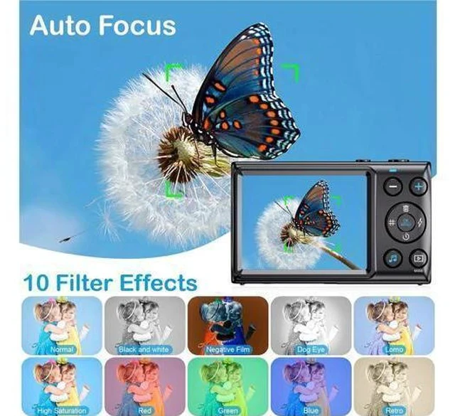 Alt view image 6 of 7 - Digital Camera, 4K Kids Camera for Photography, 64MP MP3 Player Compact Video Camera 18X Digital Zoom Vlogging Camera for YouTube, Auto Focus Point and Shoot Digital Cameras Gift for Students Teens