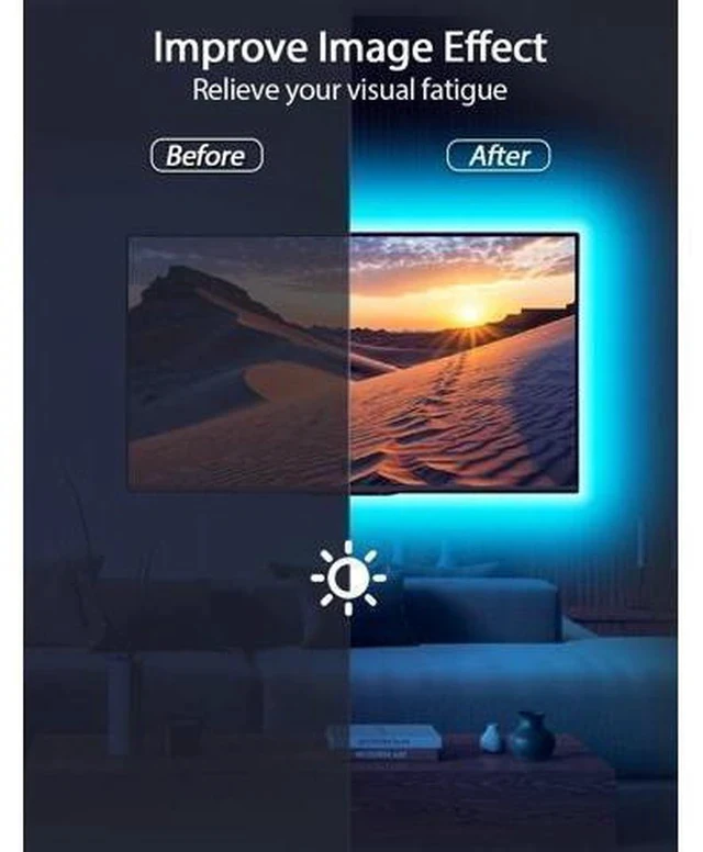 Alt view image 3 of 6 - LED Lights for TV Led Backlight, 16.4ft RGB Led Strip Lights for TV Lights Behind, USB Led Light Strip for 55-70in TV, Bluetooth APP Control Music Sync Ambient Lighting for Gaming Room