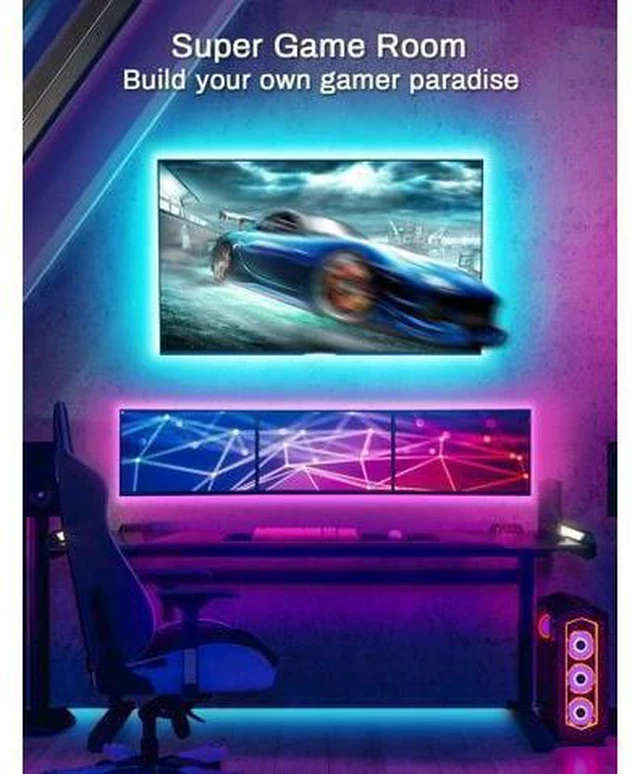 Alt view image 4 of 6 - LED Lights for TV Led Backlight, 16.4ft RGB Led Strip Lights for TV Lights Behind, USB Led Light Strip for 55-70in TV, Bluetooth APP Control Music Sync Ambient Lighting for Gaming Room