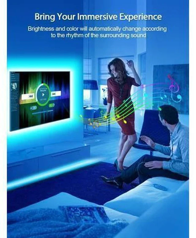 Alt view image 5 of 6 - LED Lights for TV Led Backlight, 16.4ft RGB Led Strip Lights for TV Lights Behind, USB Led Light Strip for 55-70in TV, Bluetooth APP Control Music Sync Ambient Lighting for Gaming Room