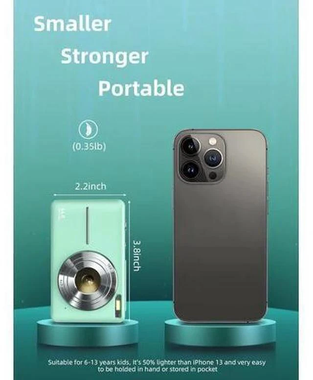 Alt view image 6 of 6 - FHD 1080P Digital Cameras for Kids Boys Girls Compact Digital Point and Shoot Camera with 16X Zoom 32GB Card Small Kids Camera, Green