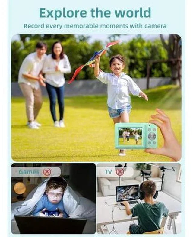 Alt view image 5 of 6 - FHD 1080P Digital Cameras for Kids Boys Girls Compact Digital Point and Shoot Camera with 16X Zoom 32GB Card Small Kids Camera, Green