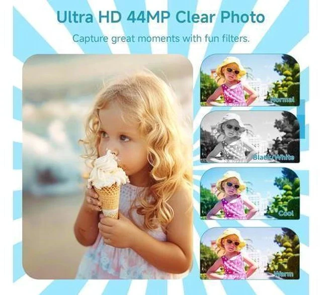 Alt view image 4 of 7 - Digital Camera for Teens, FHD 4K 44MP Digital Camera Autofocus with 64GB SD Card 16X Zoom, Cameras for Photography Compact Point and Shoot Camera for Teen Boy Girl Kids Camera Beginner
